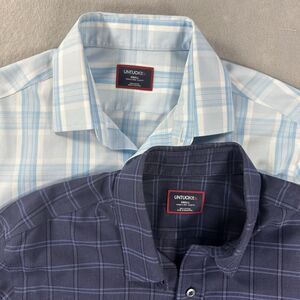 Untuckit Men’s Small Slim Fit Lot of 2 Long Sleeve Button Down Blue Combo